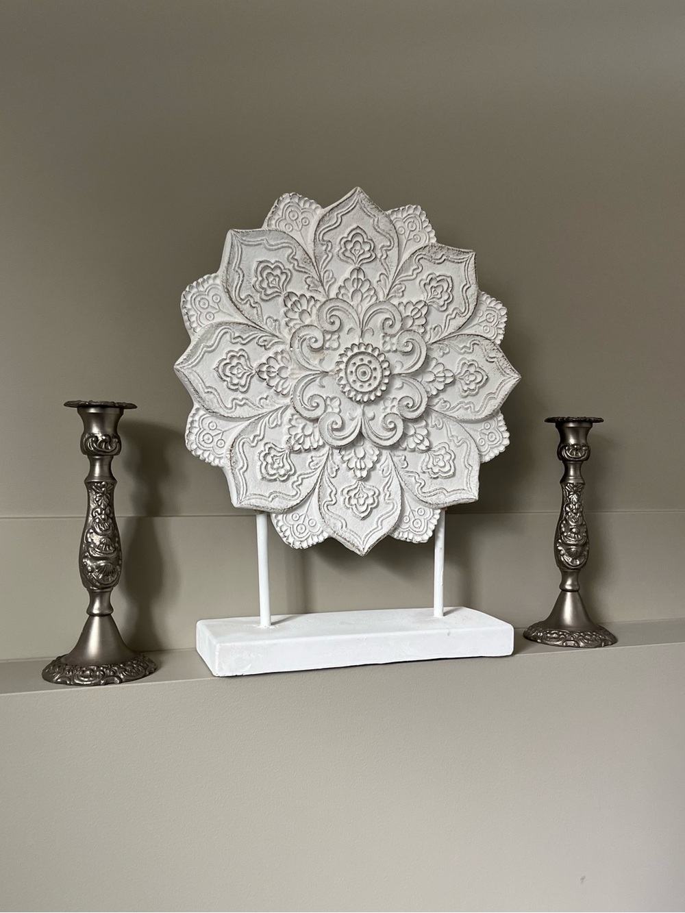 Vintage-Style Silver-Tone Ornate Candlesticks (Pair)